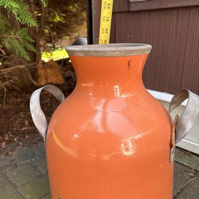 Orange clay/metal planter vase