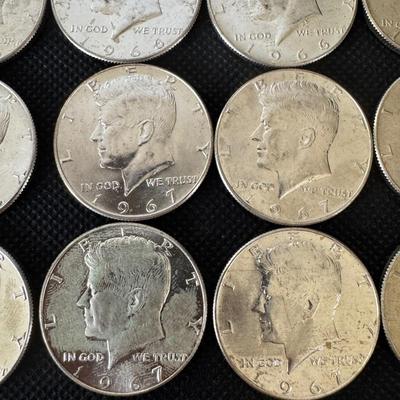 Full Roll (20) Kennedy Half Dollars (1966-1967)