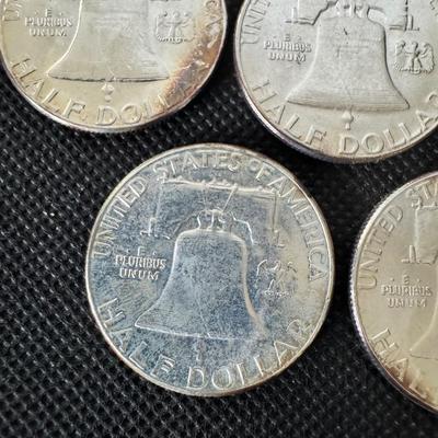 Lot (5) Franklin Half Dollars - 1958