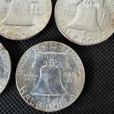 Lot (5) Franklin Half Dollars - 1958