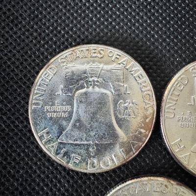 Lot (5) Franklin Half Dollars - 1958