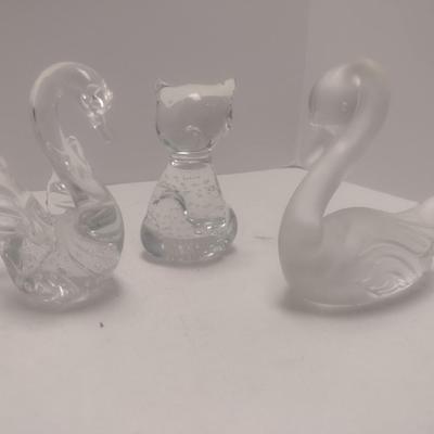 Set of Three Crystal Glass Animal Figurines
