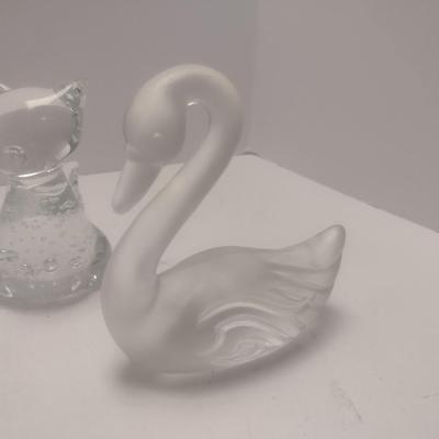 Set of Three Crystal Glass Animal Figurines
