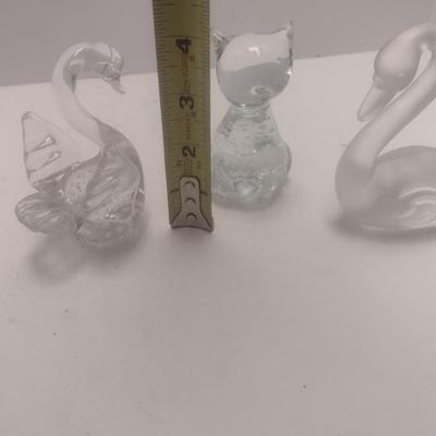 Set of Three Crystal Glass Animal Figurines