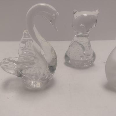 Set of Three Crystal Glass Animal Figurines