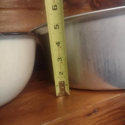 Set of Three Large Mixing or Bread Bowls Various Sizes