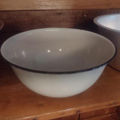 Set of Three Large Mixing or Bread Bowls Various Sizes