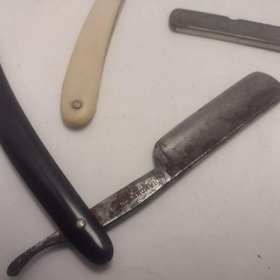 Collection of Vintage Shaving Items Includes Straight Razors, Shave Mug, and Other