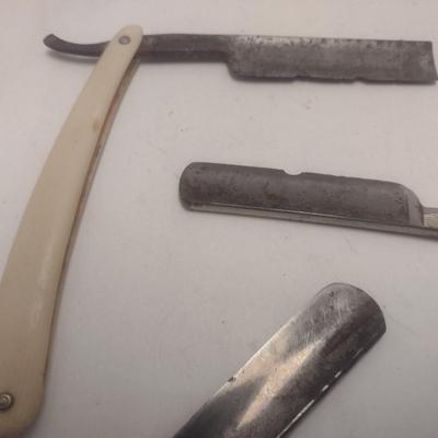Collection of Vintage Shaving Items Includes Straight Razors, Shave Mug, and Other