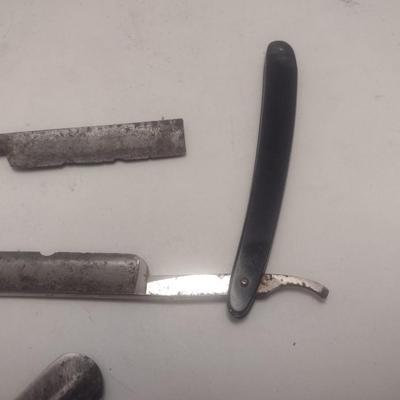 Collection of Vintage Shaving Items Includes Straight Razors, Shave Mug, and Other