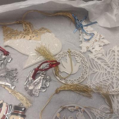 Collection of Christmas Tree Ornaments Waterford, Lenox, and Other Choice A