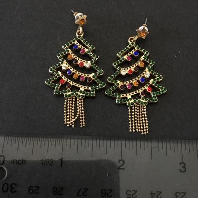 Beautiful, rhinestone, multicolored, crystal rhinestone tree, dangle earrings
