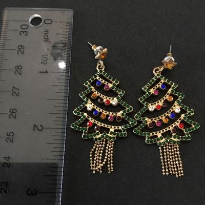 Beautiful, rhinestone, multicolored, crystal rhinestone tree, dangle earrings