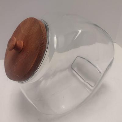Vintage Glass Candy or Retail Jar with Home Made Wood Lid