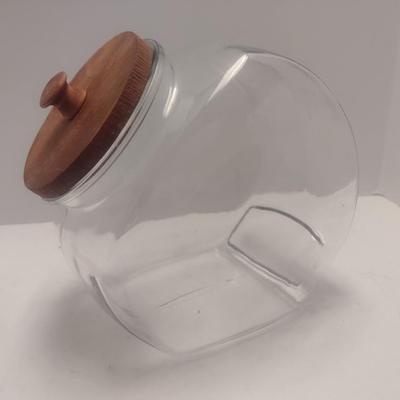 Vintage Glass Candy or Retail Jar with Home Made Wood Lid