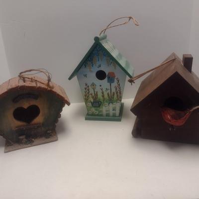 Set of Three Decorative Wood Birdhouses
