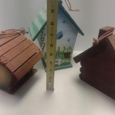 Set of Three Decorative Wood Birdhouses