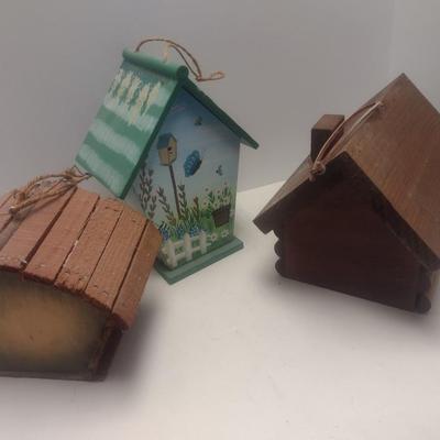 Set of Three Decorative Wood Birdhouses