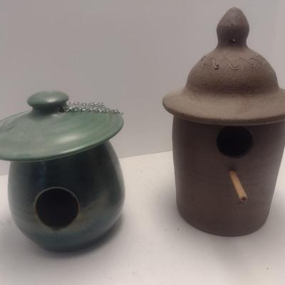 Pair of Art Studio Pottery Bird Feeders Includes Seagrove