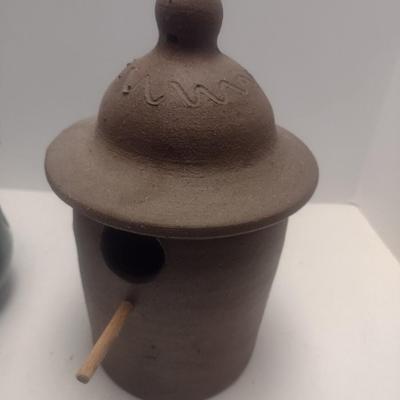 Pair of Art Studio Pottery Bird Feeders Includes Seagrove