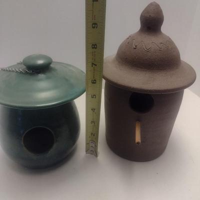 Pair of Art Studio Pottery Bird Feeders Includes Seagrove