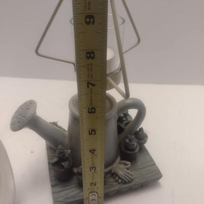 Ceramic Tea Light Lamp with Pottery Shade Garden Theme