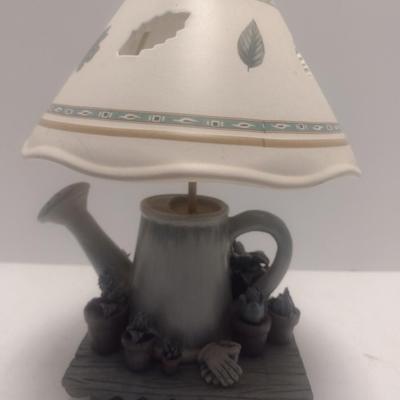 Ceramic Tea Light Lamp with Pottery Shade Garden Theme