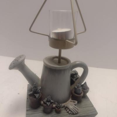 Ceramic Tea Light Lamp with Pottery Shade Garden Theme