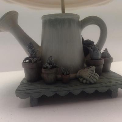Ceramic Tea Light Lamp with Pottery Shade Garden Theme