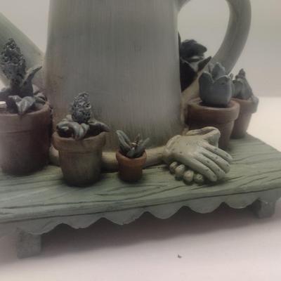 Ceramic Tea Light Lamp with Pottery Shade Garden Theme