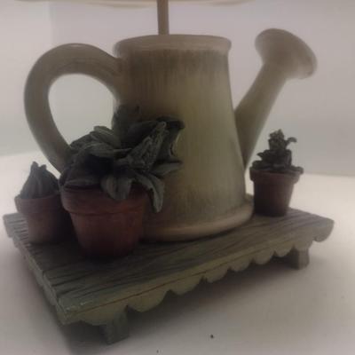 Ceramic Tea Light Lamp with Pottery Shade Garden Theme