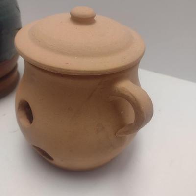 Pair of Art Studio Pottery Candle Light Jars Includes Brown Pottery Arden, NC