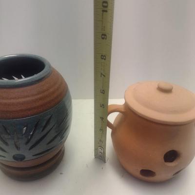 Pair of Art Studio Pottery Candle Light Jars Includes Brown Pottery Arden, NC