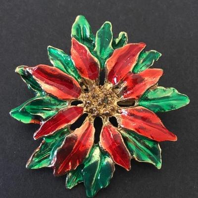 Beautiful, vintage, poinsettia, flower, brooch