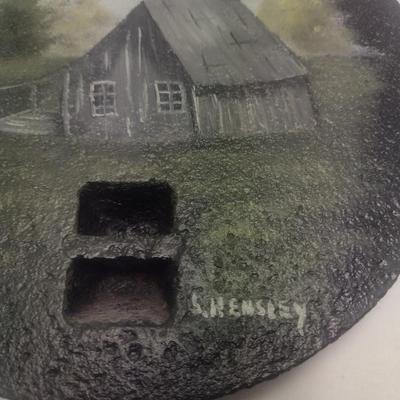 Folk Art Hand Painted Antique Wood Stove Burner Cover