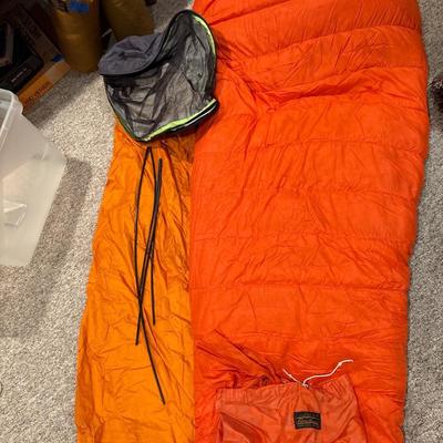 Vintage Eddie Bauer goose down sleeping bag & OR Bivy Shelter/tent