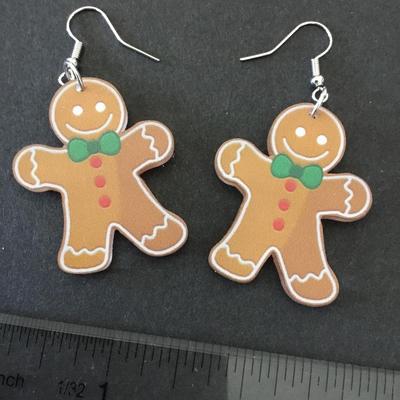 Gingerbread acrylic, holiday earrings