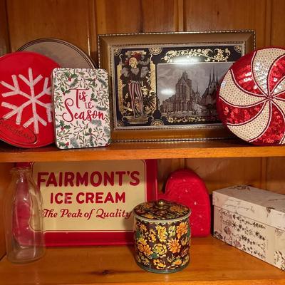 Fairmont ice cream tray & milk bottle plus tins