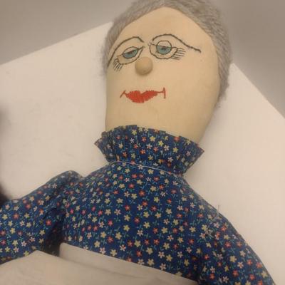 Pair of Folk Art Hand Sewn 'Hillbilly' Dolls
