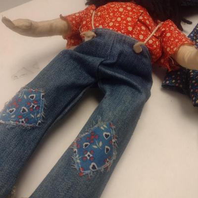 Pair of Folk Art Hand Sewn 'Hillbilly' Dolls