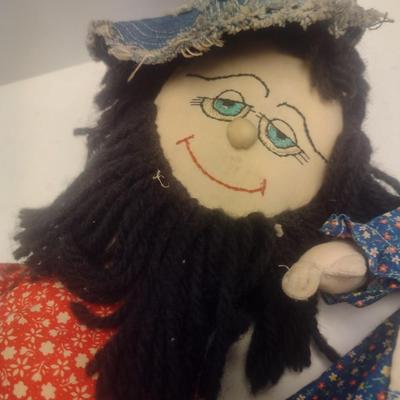 Pair of Folk Art Hand Sewn 'Hillbilly' Dolls