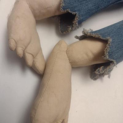 Pair of Folk Art Hand Sewn 'Hillbilly' Dolls