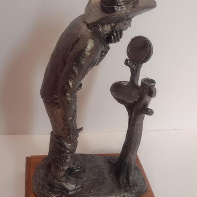Michael Ricker Signed Limited Edition Pewter Cowboy Shave Day Sculpture