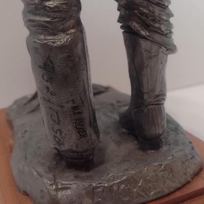 Michael Ricker Signed Limited Edition Pewter Cowboy Shave Day Sculpture