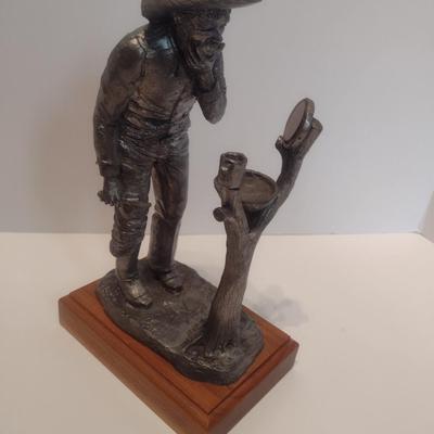 Michael Ricker Signed Limited Edition Pewter Cowboy Shave Day Sculpture