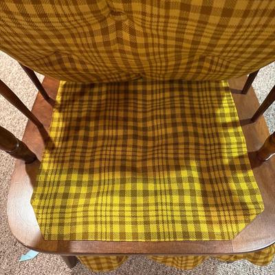 Granny wood armchair with upholstered seat & skirt