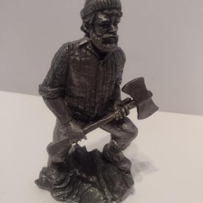 Michael Ricker Signed Limited Edition Pewter Lumber Jack Sculpture