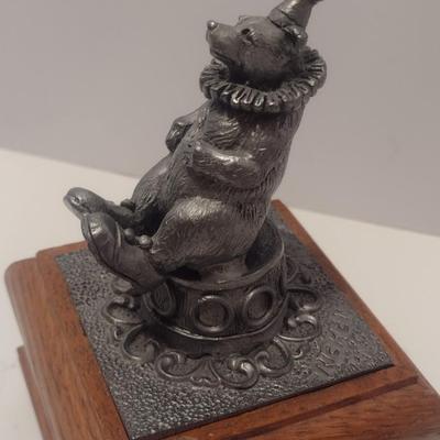 Michael Ricker Limited Edition Signed Pewter Bear Clown Music Box 'Bring in the Clowns'