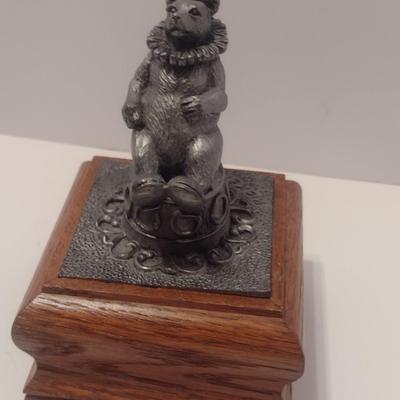 Michael Ricker Limited Edition Signed Pewter Bear Clown Music Box 'Bring in the Clowns'