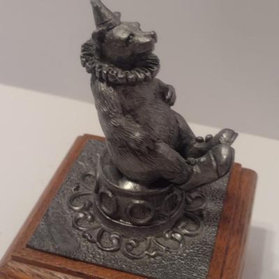 Michael Ricker Limited Edition Signed Pewter Bear Clown Music Box 'Bring in the Clowns'